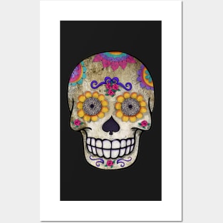 Day of the Dead Grunge Skull Posters and Art